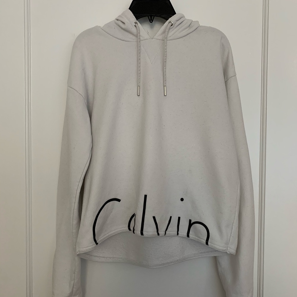 White Calvin Klein Crop Hoodie